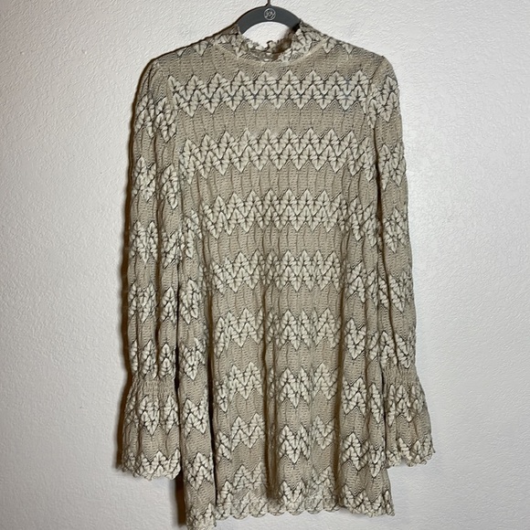 Free People Simone Lace Dress Size Small In Neutral Cream Tan - Picture 6 of 12